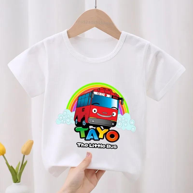 Tayo the Little Bus Print Kids T-shirt Children's Clothes 2026 Summer Cartoon Cute Baby Girls Clothing Boys Short Sleeve T Shirt