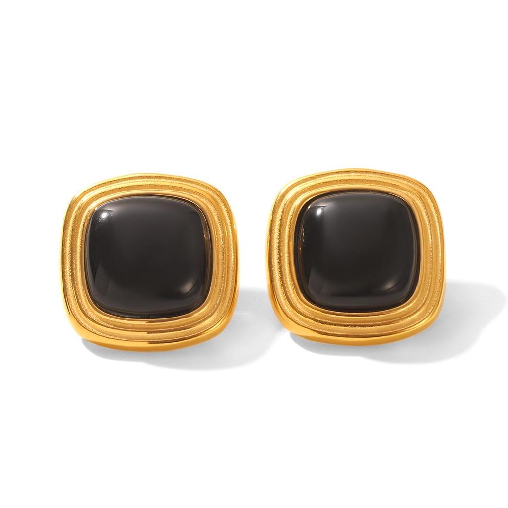 Retro Edelstahl 18k Gold Ohrringe: Nicht verblassende Titan-Ohrstecker, INS-Stil Leichter Luxusschmuck für Frauen