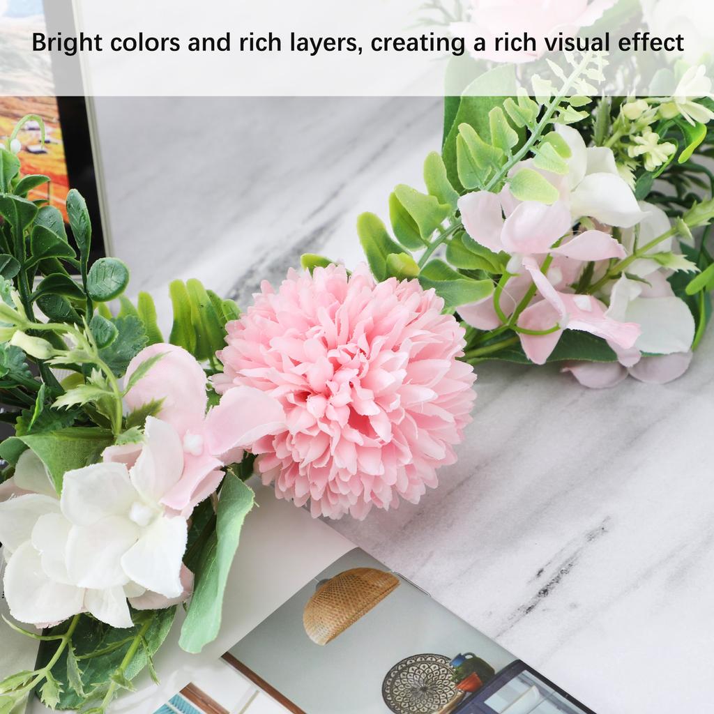 Iron Flower Plant Wall Hanging Wreath Artificial Wreath Silk Fabric Hanging Door Wreath for Living