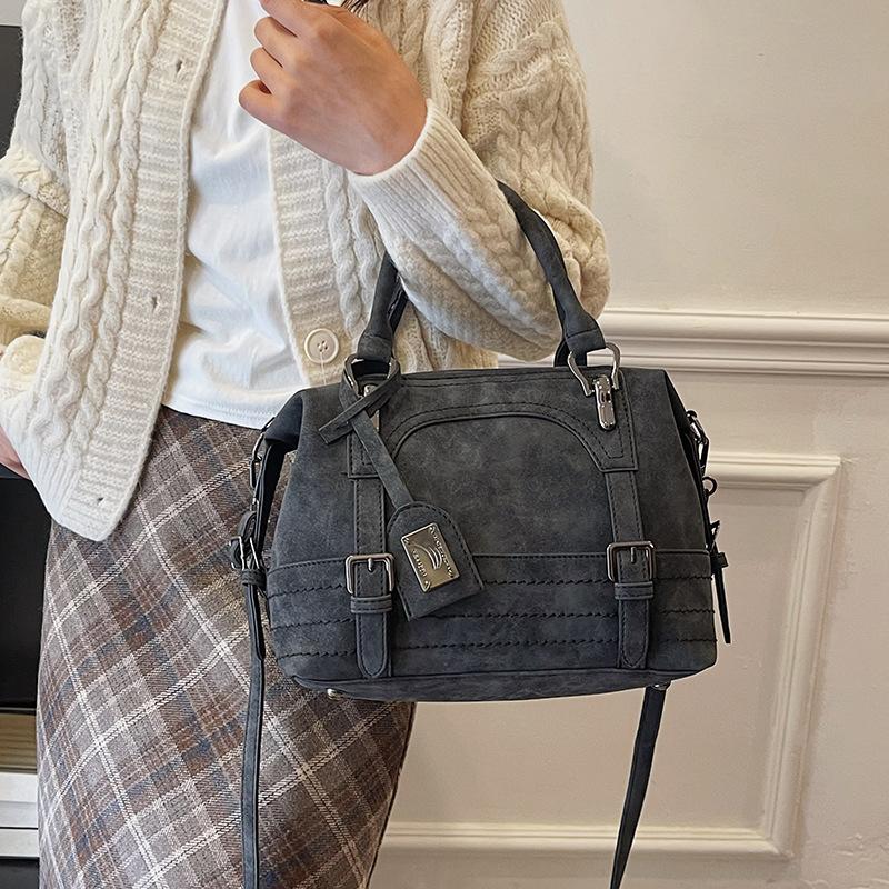 2025 Vintage frosted women's shoulder bag, crossbody bag, large capacity women's handbag, Boston luxury women's bag