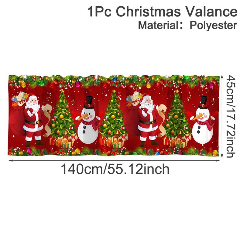 Christmas Short Curtains Valances Christmas Decorations for Home 2026 Xmas Ornaments Windows Treatments for Kitchen Bathroom