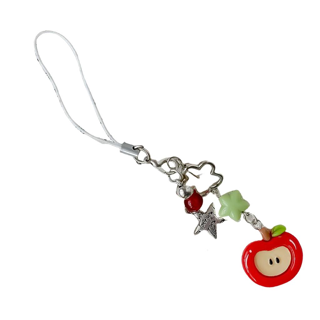 Eleganter Handy-Anhänger Lanyard Bunte Frucht Perlen Schlüsselanhänger Stilvoller Schlüsselring Modischer Taschen-Handtaschen-Anhänger für Frauen Mädchen