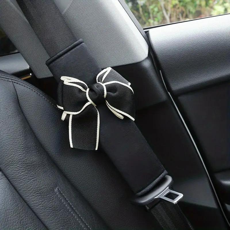 Plush Bow Car Seat Belt Shoulder Pad - Soft and Thick Suitable for All Seasons - Women's Comfortable Car Safety Accessories