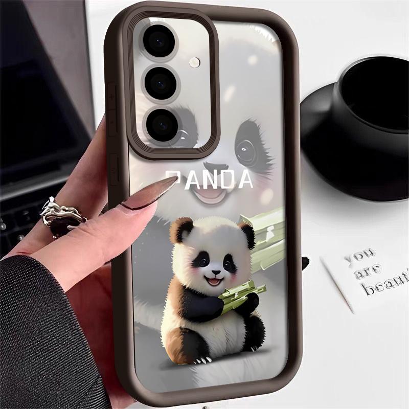 Lovely Baby Panda Pattern Case For Samsung Galaxy A57 A37 A17 A56 A36 A26 A16 5G A55 A35 A15 A54 S21 FE S22 S23 S24 Plus S25 Edge S26 Ultra Cover