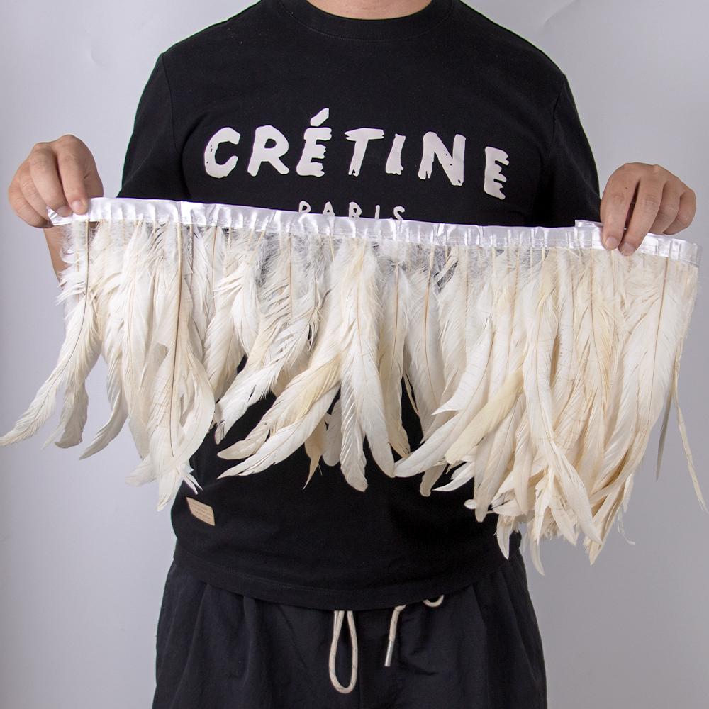 2Meters Colorful Rooster Tail Feathers Trim 25-30Cm /10-12Inches Pheasant Feather Fringe Ribbon For Carnival Plumes Decoration