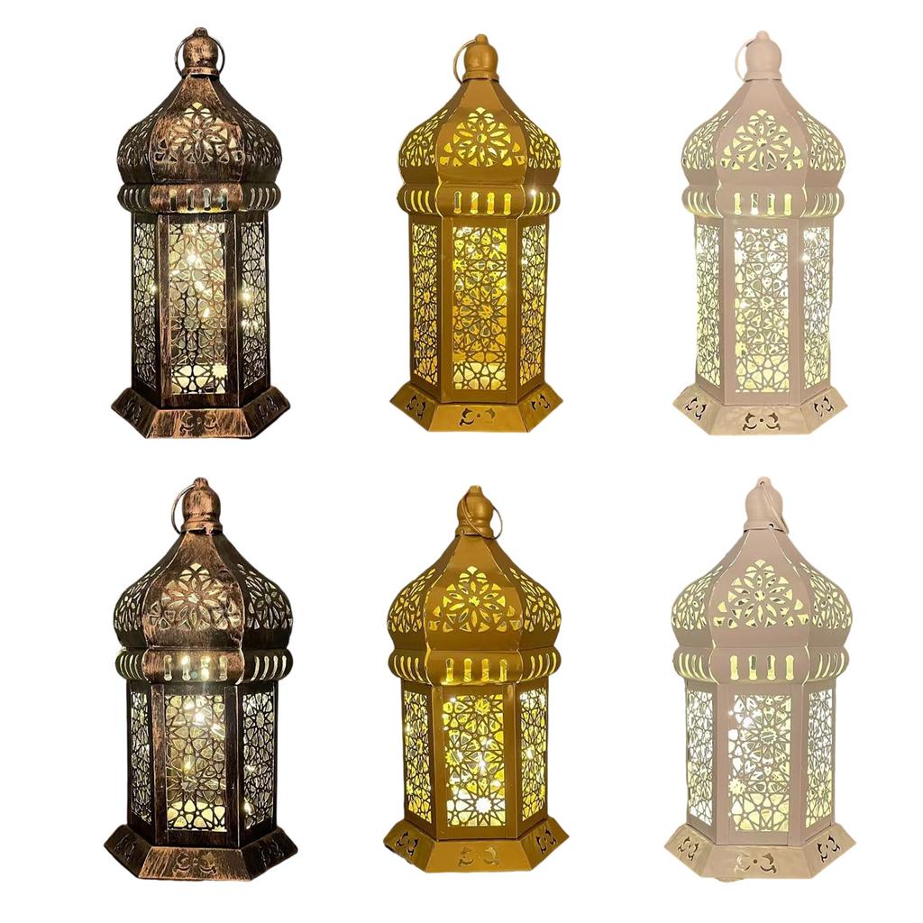 Floor Standing Candle Holder Handmade Iron Moroccan Type Wind Lantern for Ramadan Home Decoration and Celebrations