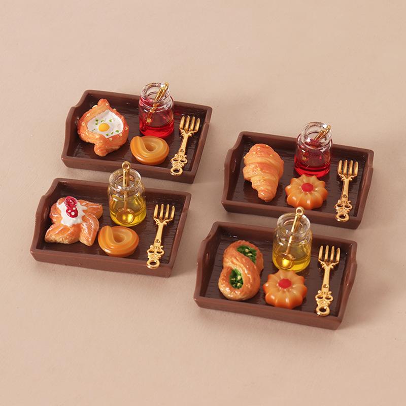 Miniature Fast Food Toy Set Lifelike Tiny Snack Model Odorless for Dollhouse Accessory DIY Craft Preschool Education Puzzle Toy