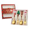 2/4Pcs Christmas Dinnerware Stainless Steel With Luxury Gift Box Tableware Dessert Fork Coffee Spoon Santa Cutlery For Christmas