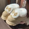 Fleece cotton slippers, cute versatile bags and cotton shoes in autumn and winter, home indoor soft-soled warm snow boots