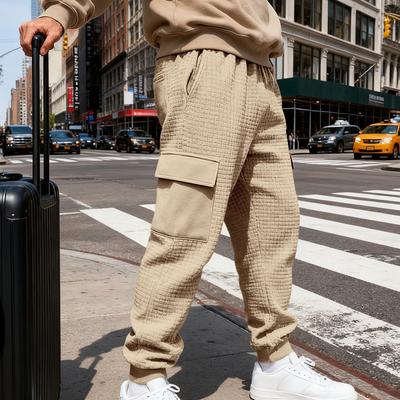 New Autumn and Winter Men's Commuting Loose Casual Sports Jacquard Outdoor Cargo Trousers