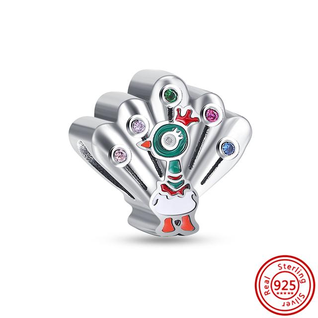 925 Prata Flamingo Pavão Coruja Pinguim Pássaros Desenhos Animados Moda Talão Encantos Pulseira Mulheres Jóias DIY