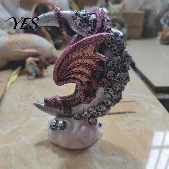 Gothic Style Sculpture Ornament Dragon Skull Moon Figurine, for Figurine Home Desktop Party Decor, Halloween Creative Statue Durable Decoration