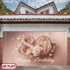 2D 80th Birthday Photography Backdrop, Pink Floral & Diamond Background