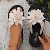Women's Plus Size Flower Thong Flip-Flops - Unisex Summer Couple's Flat Sandals