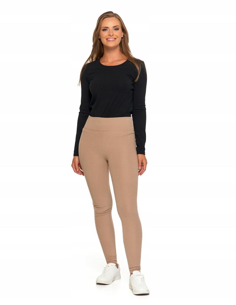 MORAJ Women's High Waist Ribbed Leggings, Fashionable, Sporty, L/XL, Beige