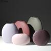 Minimalist Flat Ceramic Vase Creative Round Plant Pots Table Decoration Flowers Arrangement Floral Vases Room Aesthetic Decor