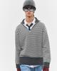 Beullusseonpeullawo Merino Wool Striped Half Knit Zip-Up - Gray