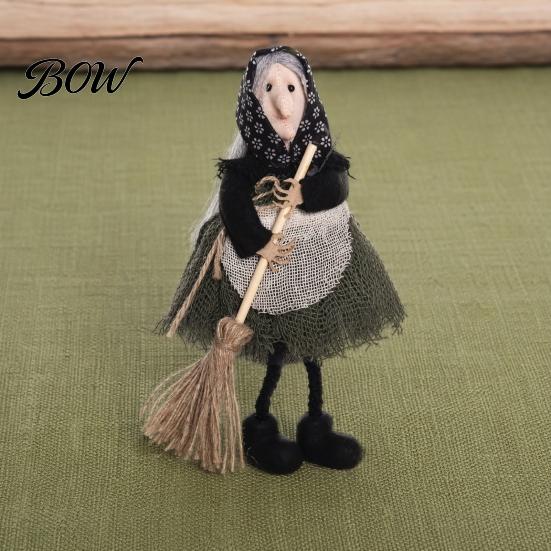 Realistic Halloween Patterns Witch Broomstick Hanging Ornament, Spooky Fabric Pendant for Party Bar Celebration Decor Home, Trick or Treat Festive