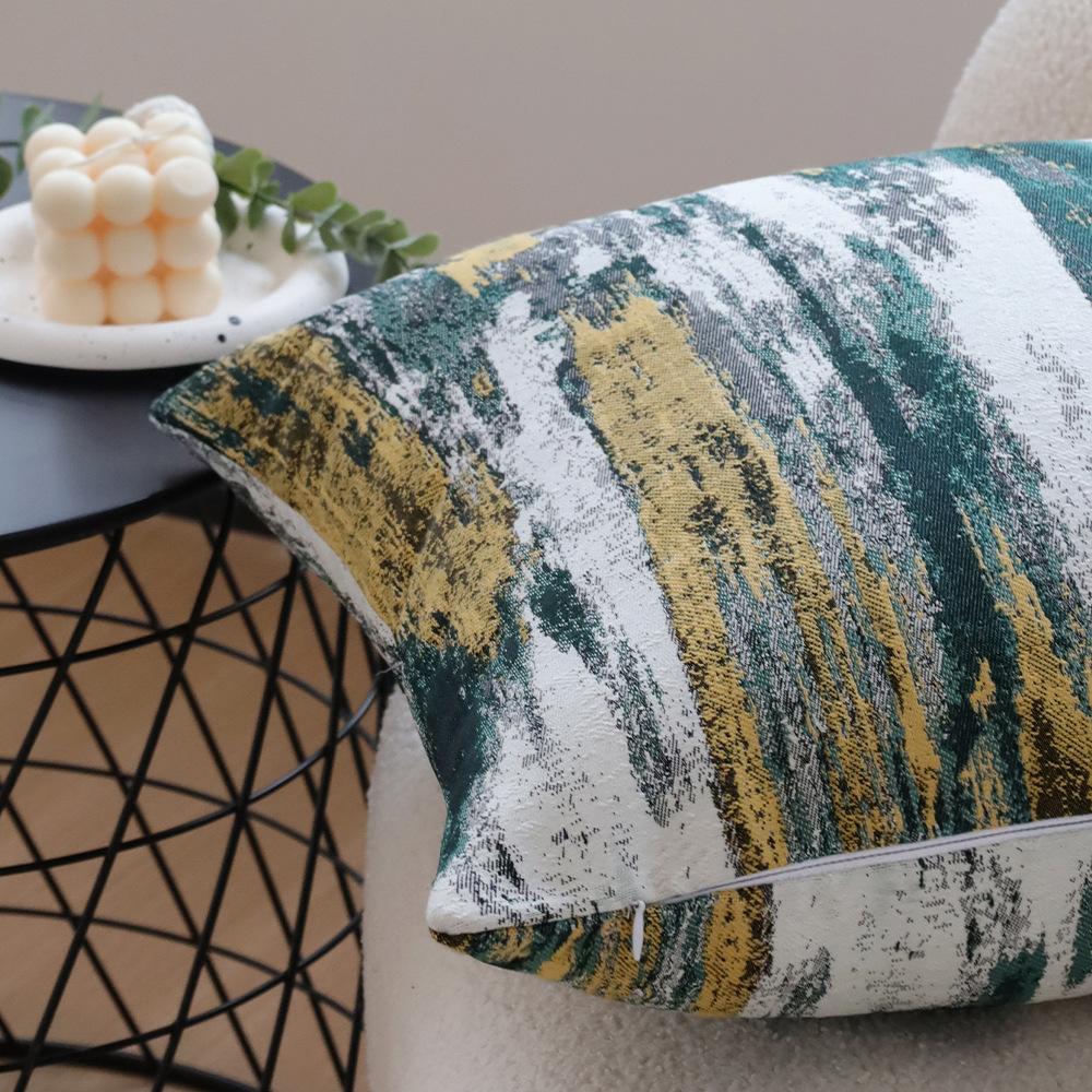 45X45Cm Dark Green Throw Pillowcase Cojines Texture Color Woven Abstract Jacquard Pillow Cover Home Decorative Cushion Covers