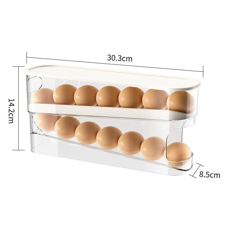 Double-Layer Egg Carton: Large Capacity Automatic Roller for Fridge Storage