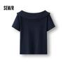 Semir Women's Doll Collar Slim Fit Short Sleeve Polo Shirt