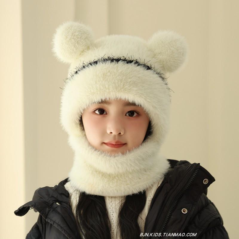 Kids Knitted Hat With Neck Warmer For Winter Girls Boys Warmth And Windproof