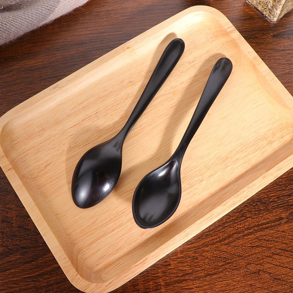 8Pcs Matte Black Soup Ladle Set High End Smooth Surface Ergonomic Handle Spoons for Kitchen Home Hotel Restaurant Porridge Rice