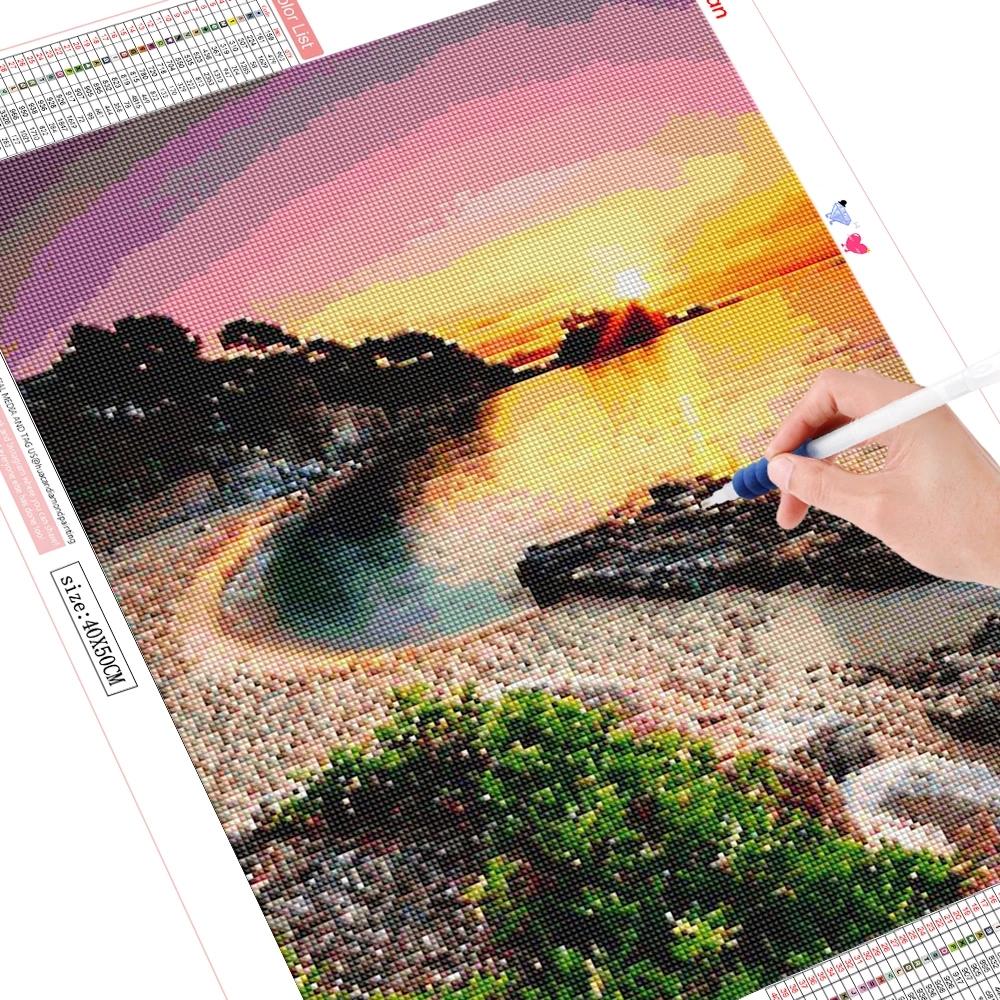 

HUACAN 5D Алмазная вышивка закат полная квадратная картина пейзаж украшение дома новое поступление мозаика подарок ручной работы Full Square 30*40 cm