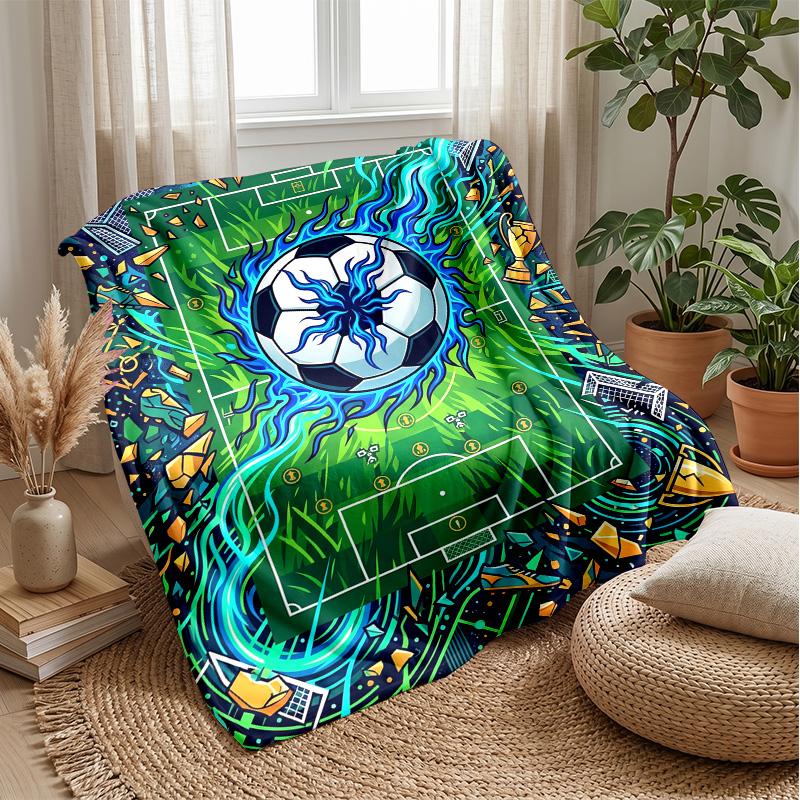 Soccer Field Artwork Theme blanket Lightweight Warm Flannel Blanket Decorative Throw Blanket for Home Decoration
