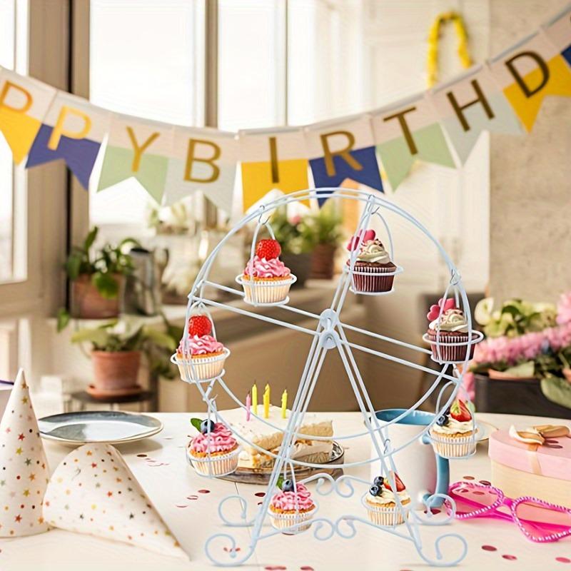 Ferris Wheel Cupcake Stand Dessert Serving Tray Metal Cupcake Display 360° Rotatable for Wedding Party Furnishing Accessories