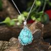 1pc Fashion Sweater Chain Teardrop-shaped Natural Stone Rose Necklace Ladies Pendant Jewelry Gifts