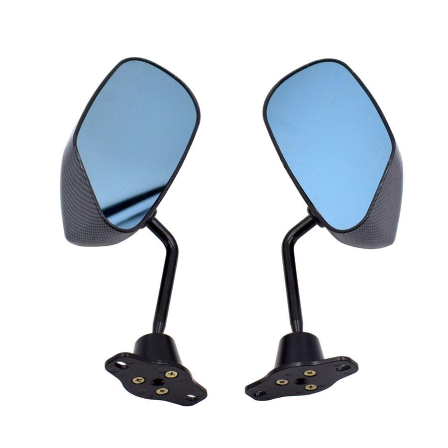 2X F1 Style Carbon Fiber Racing Car Door Side Mirror Blue Lens With Accessories