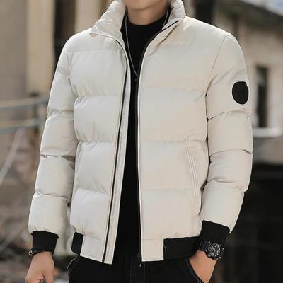 Winter Solid Color Zipper Down Jacket Thick Cotton Jacket Men Trendy Casual Youth Coat Versatile Comfortable Top