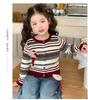 Girls' Korean Striped Cardigan & Baby Jeans Autumn Set 2025