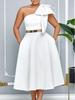 Plus Size Women's One-Shoulder Bow Evening Dress - Summer Fashion African Style