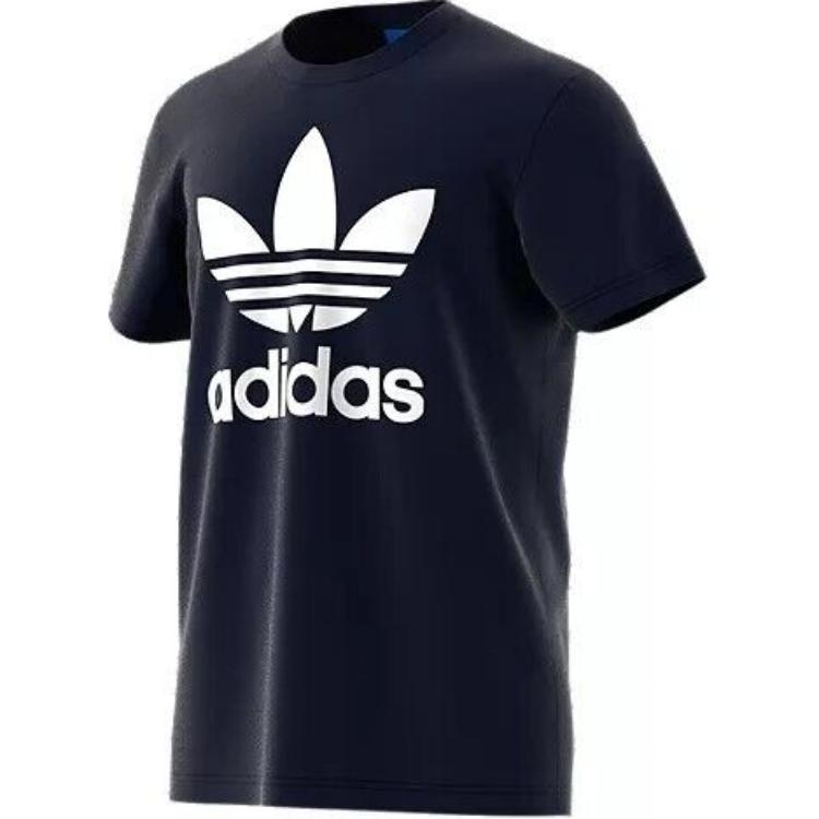 

Adidas Originals Logo Print Straight Cut Short Sleeve Pullover T-Shirt Men Tops Blue AY7710 S