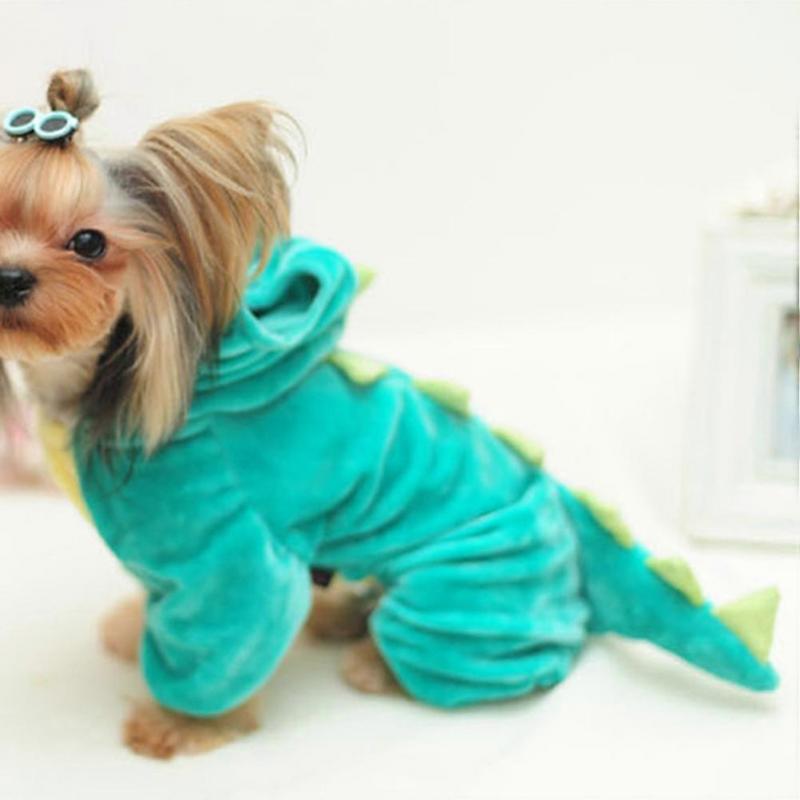 Green Dinosaur Costume For Pets Size L 2Pcs Comfortable Four- For Parties And Daily Use