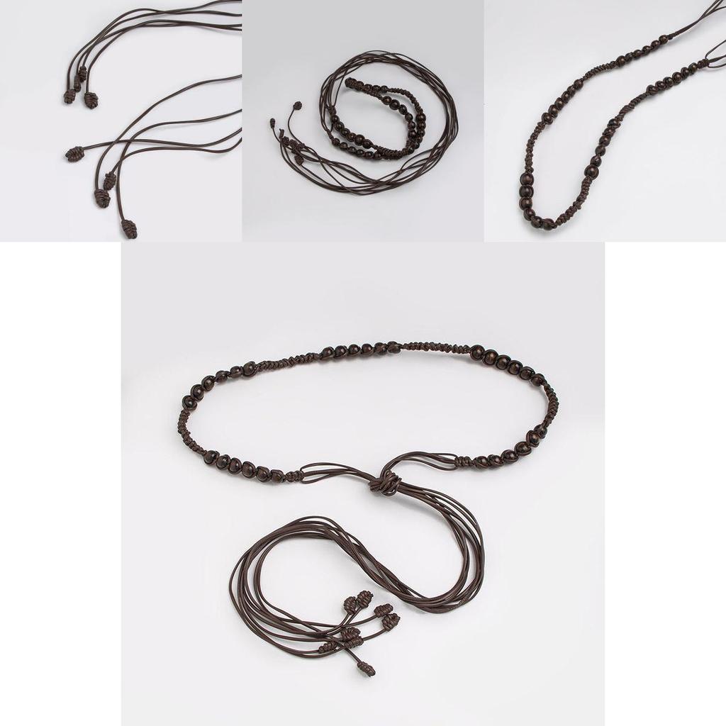 Bohemian Waist Belt With Wooden Beads Handmade Rope Tie For Casual Summer Festival