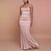 Vestido de punto de tirantes a rayas para mujer, de verano, nuevo, fresco, ajustado a la cintura, sin espalda