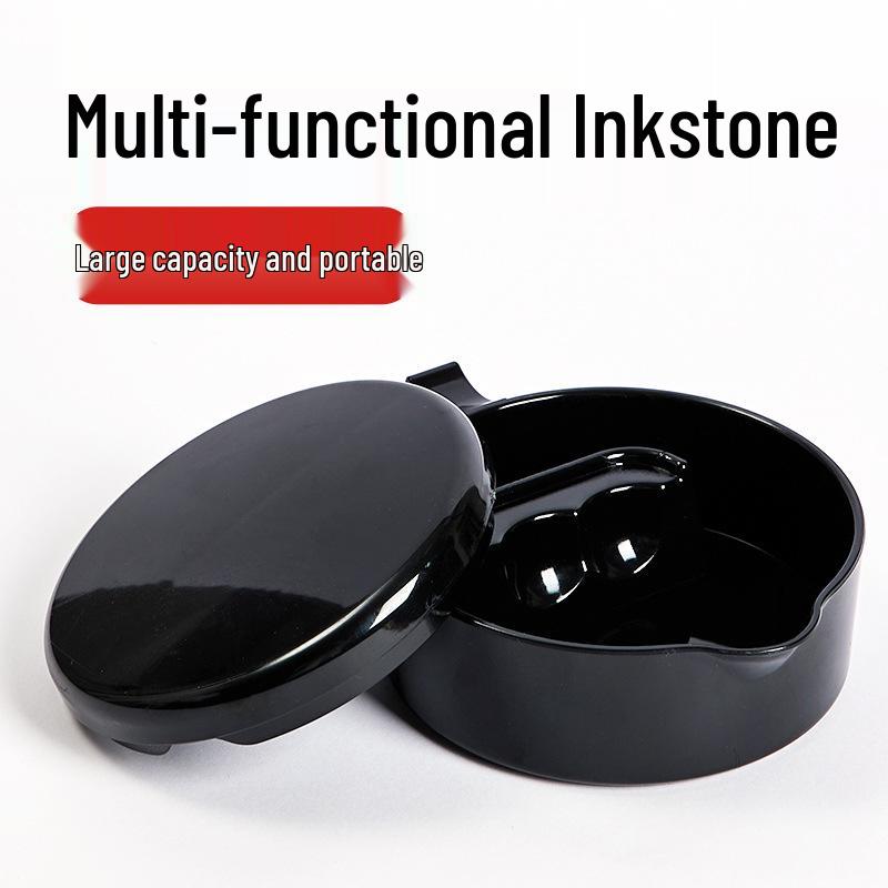 Portable Multi-functional Porcelain-Like Inkstone with Lid for Calligraphy Brushes