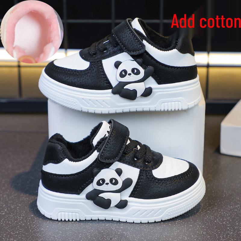 Children's Cartoon Fleece-Lined Skate Shoes: Warm, Cotton-Padded Casual Shoes for Toddlers & Young Kids.