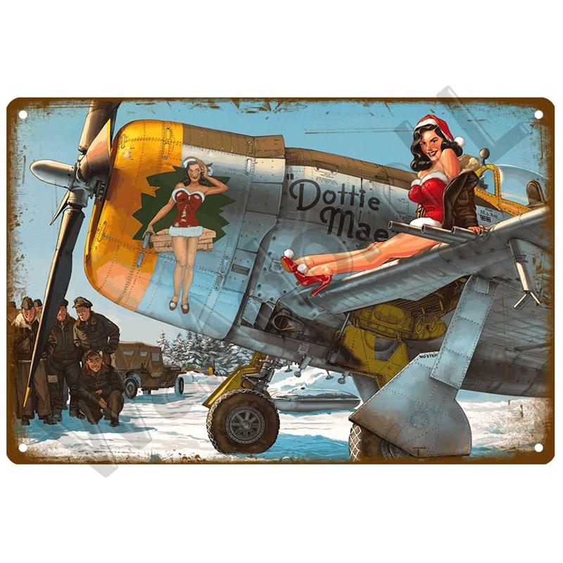 Vintage Metal Signs Aircraft Plate Retro Tin Sign Fighter Jet AirPlane Metal Plaque Painting Living Room Home Wall Decoration