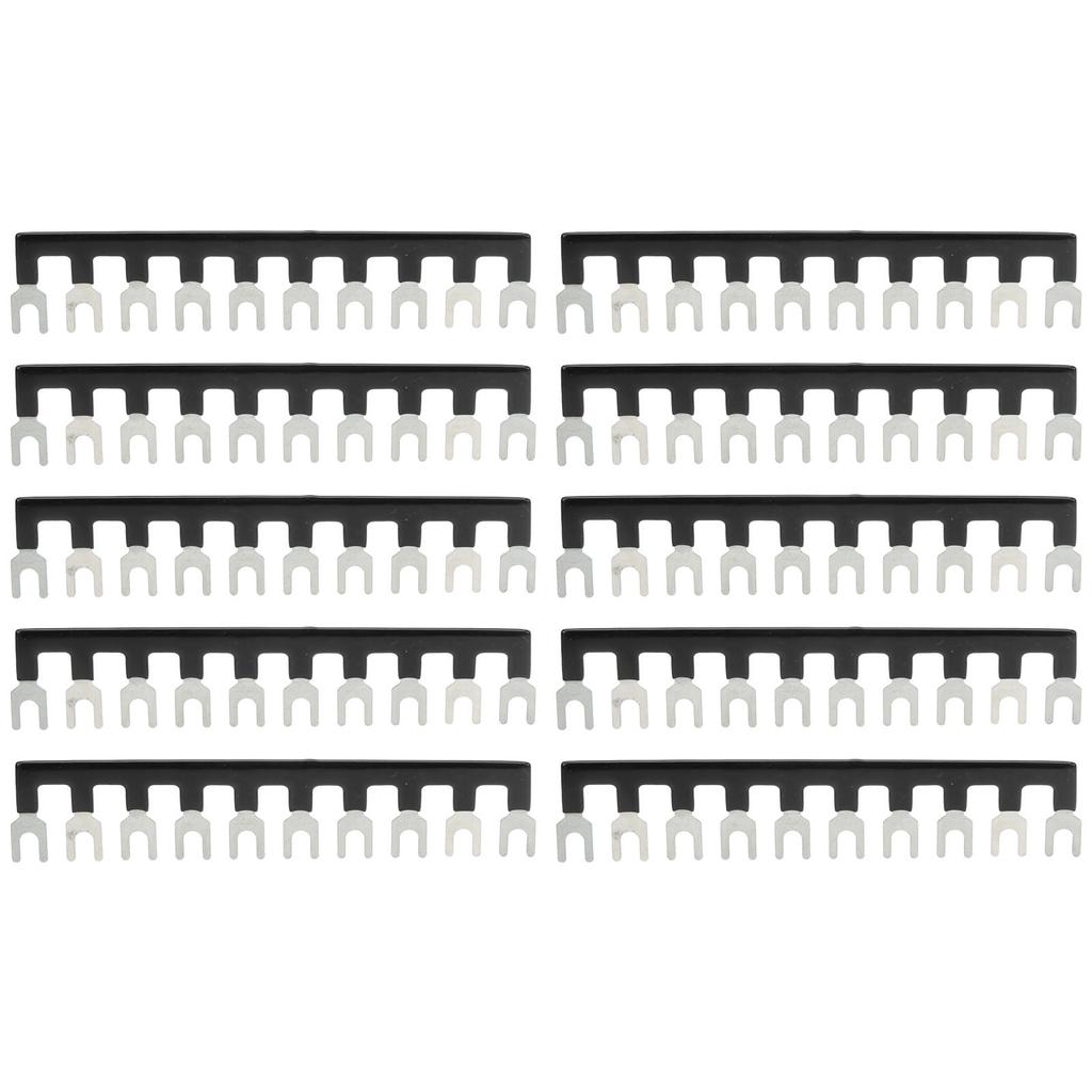 10Pcs 25A Jumper Block Terminal Strips Insulated TB Barrier Strip Fork Type Terminal Stripe Strips Black TB 2510