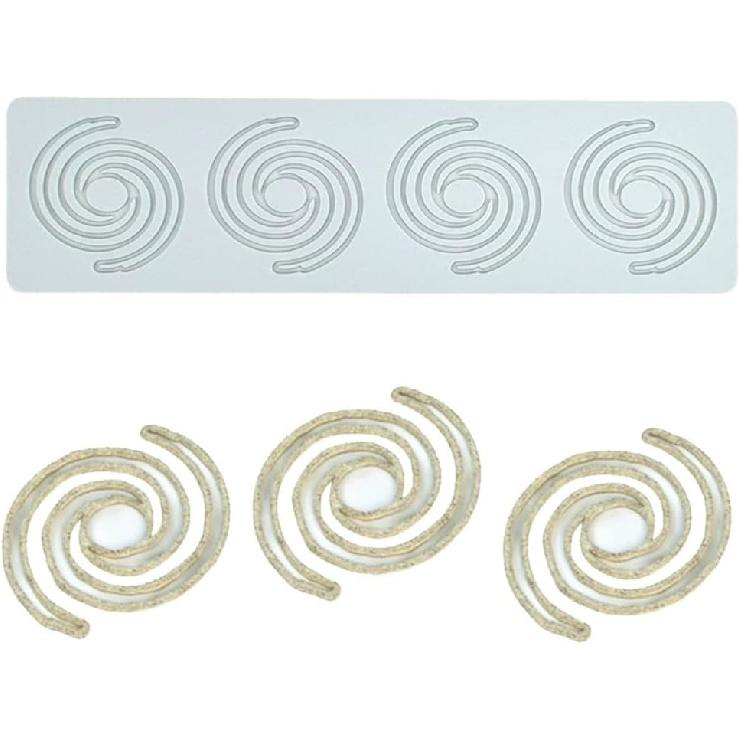 Geometric Pattern Mold, 3D Hollow Spiral Mold Silicone Fondant Candle Mold for Cake Cupcake Food Decorations (F_12x3.28x0.08inch)