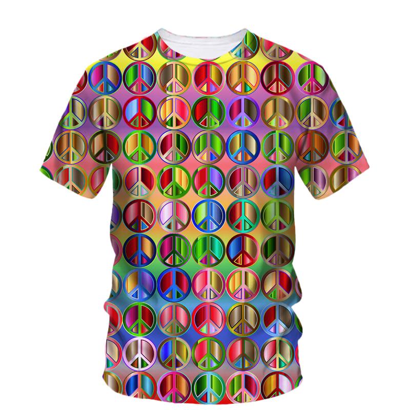 Summer New Fashion Graphic T-shirt Neutral Trend Creative Color Printed Casual Round Neck Short Sleeve T-shirt