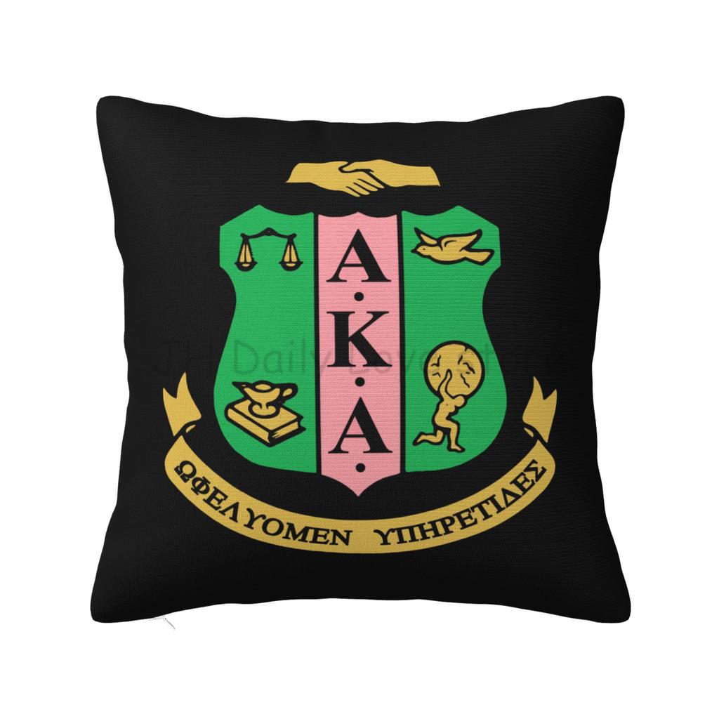 AKA Sorority Print Kissenbezug Weicher Gemütlicher Quadratischer Kissenbezug für Zuhause Sofa Bett Auto Dekoration Kissenhülle 18x18 Zoll