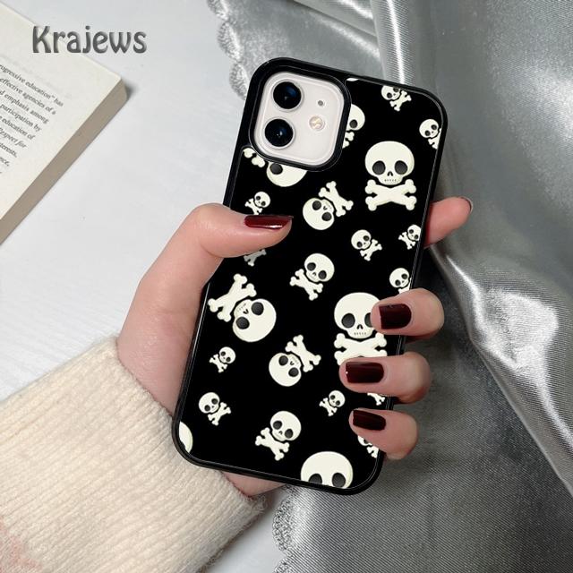 Krajews Skulls Bones Skeleton soft Phone Case Cover For iPhone 17 Air 16 15 14 plus 12 13 pro max coque Fundas
