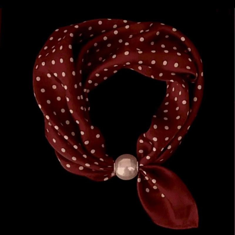 Thin Pearl Necklace with Magnetic Clasp, Lazy-style Silk Scarf, Women's Pendant Scarf, Collarbone Chain