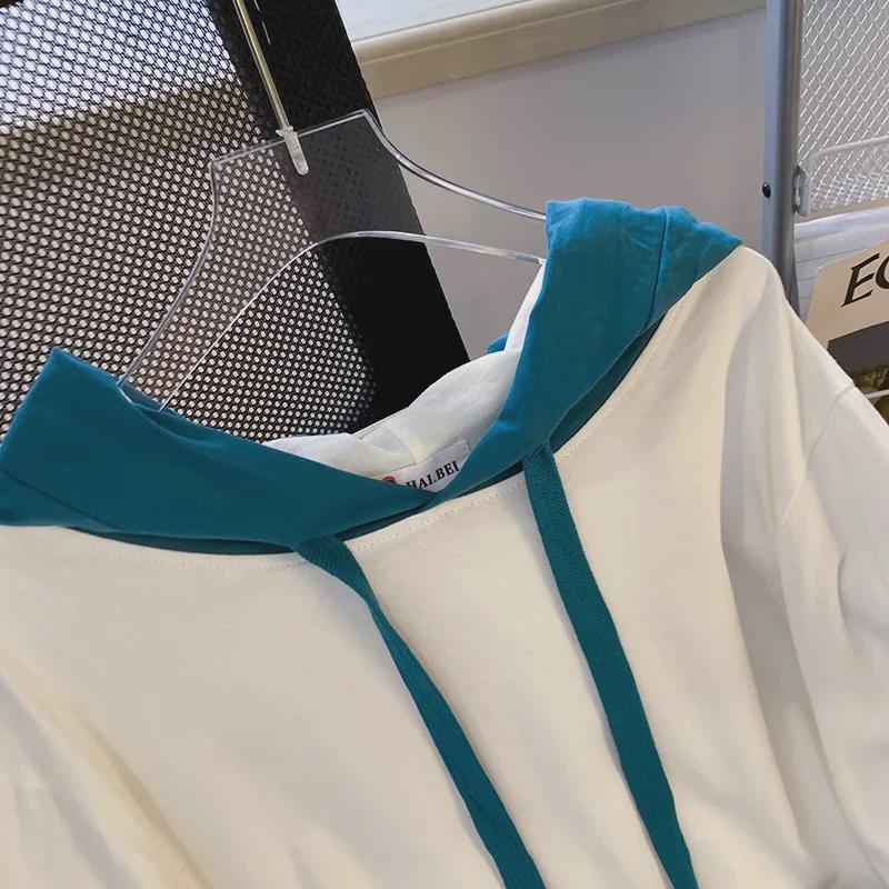 Women's Plus Size Korean Style Casual Loose Short Sleeve Hooded T-Shirt - Summer Design