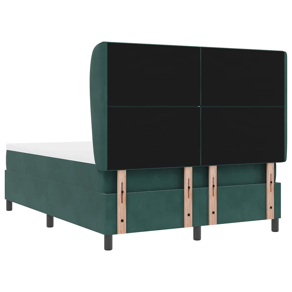 Boxspring Bed with Headboard Dark Green 200 x 140 cm Velvet
